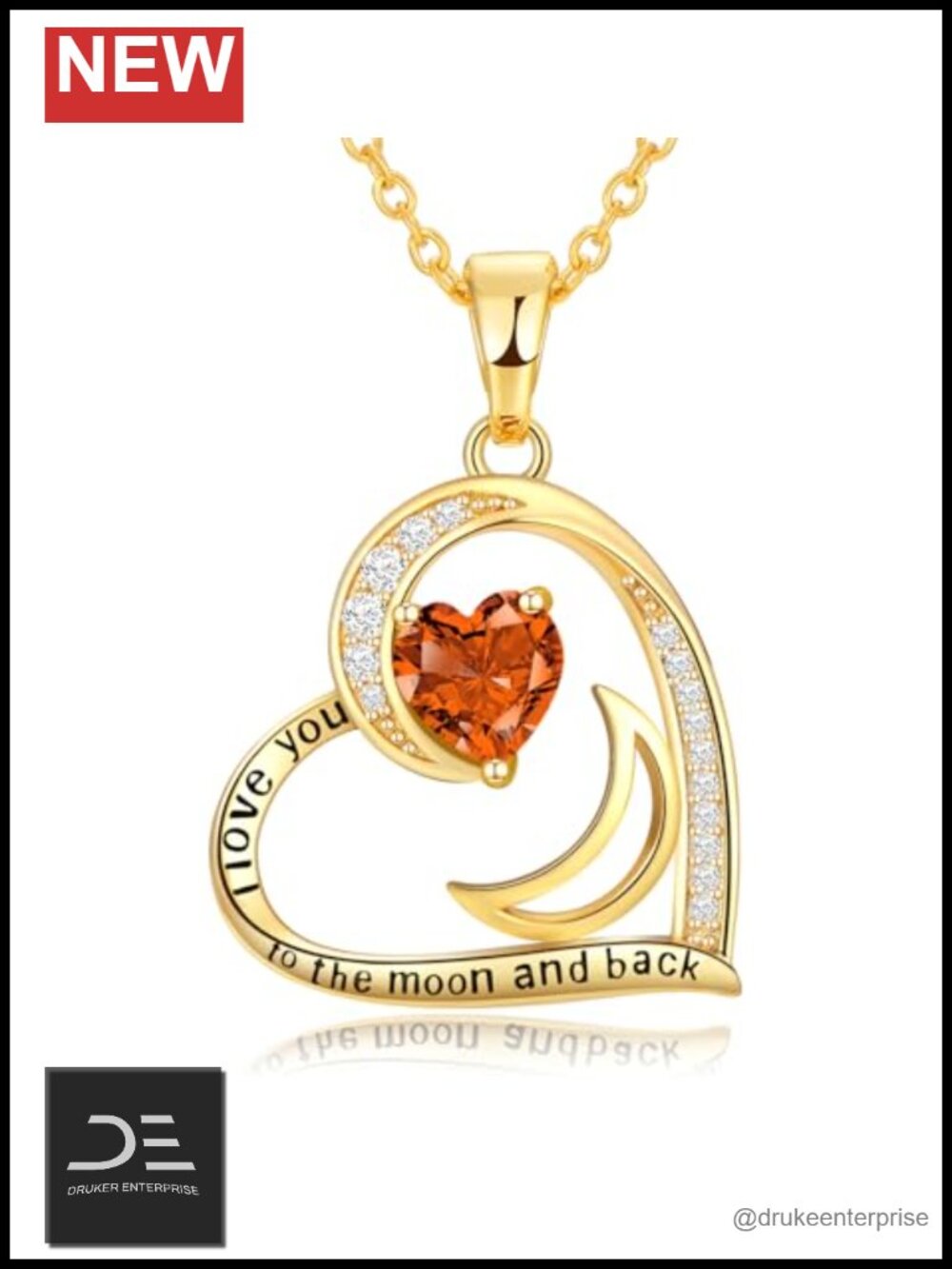 Gold Filled 925 Sterling Silver Birthstone Pendant Necklace with Cubic